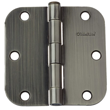 Gliderite Hardware 3-1/2 in. Antique Brass Door Hinge with 5/8 in. Corner Radius - 3558-AB 3558-AB-1